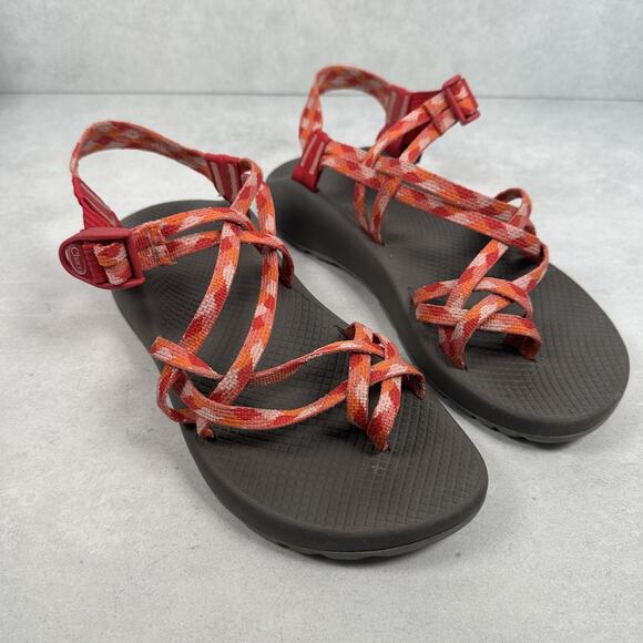 Chaco Sandals Womens Size 11 Red Orange Strappy Toe Loop Hiking Water Sport - Picture 1 of 8